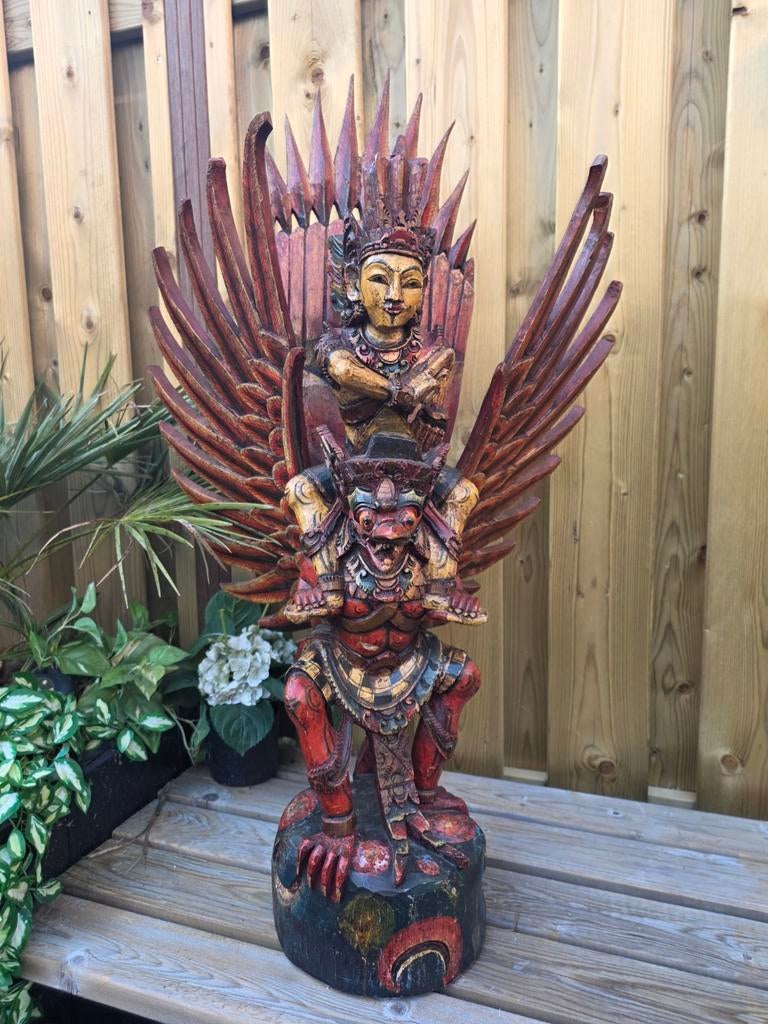Houten beeld van Garuda en Vishnu , Aziatische kunst, Antiek en Kunst, Kunst | Beelden en Houtsnijwerken, Ophalen