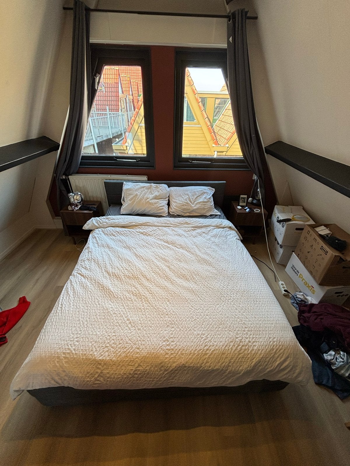 Tweepersoonsbed 1.60x2.00m met 4 lades en lattenbodem, Ophalen, Gebruikt, Tweepersoons, 200 cm