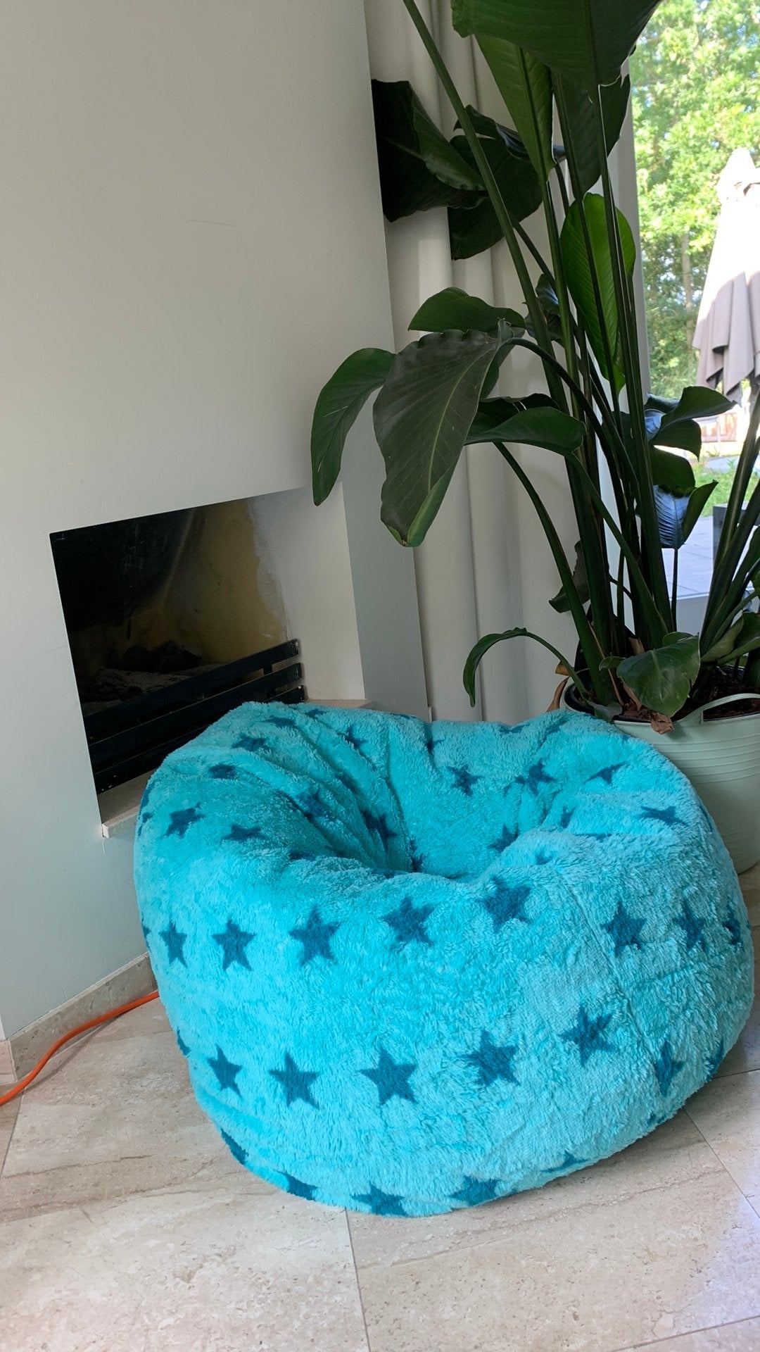 Zitzak blauw met donkerblauwe sterren, Ophalen, Zo goed als nieuw, Blauw, Zitzak