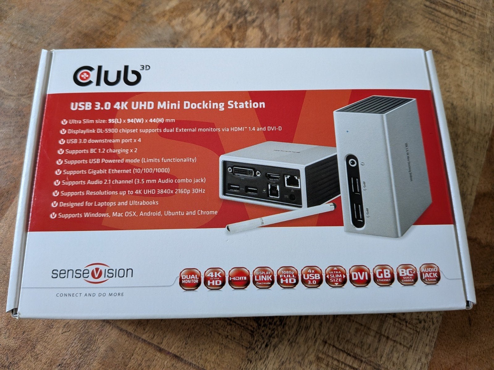 Club 3D USB 3.0 4K UHD Mini Docking Station, Docking station, Laptop, Ophalen of Verzenden, Zo goed als nieuw