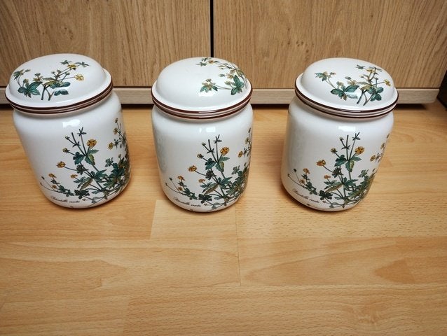 3 mooie porseleinen Villeroy & Boch potten serie Botanica, Overige materialen, Met deksel, Pot, Bus of Blik, Ophalen of Verzenden