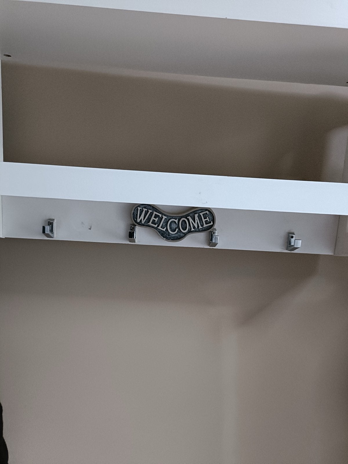 Witte wandkapstok met plank en haken 90x45 cm zij kant 30 cm, Wandkapstok, Gebruikt, Ophalen of Verzenden, Minder dan 100 cm
