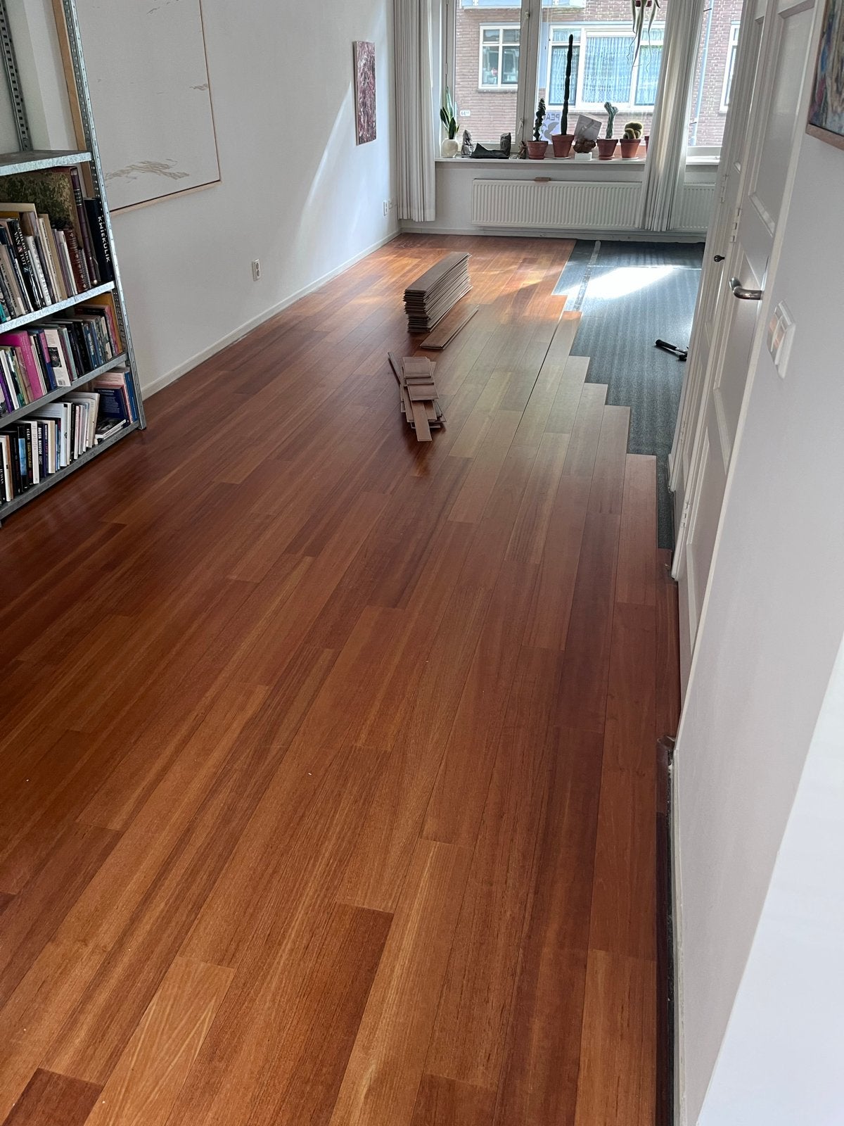 Fineerparket 50m2 Robijn houten toplaag., Gebruikt, 50 tot 150 cm, Ophalen of Verzenden, 10 m² of meer