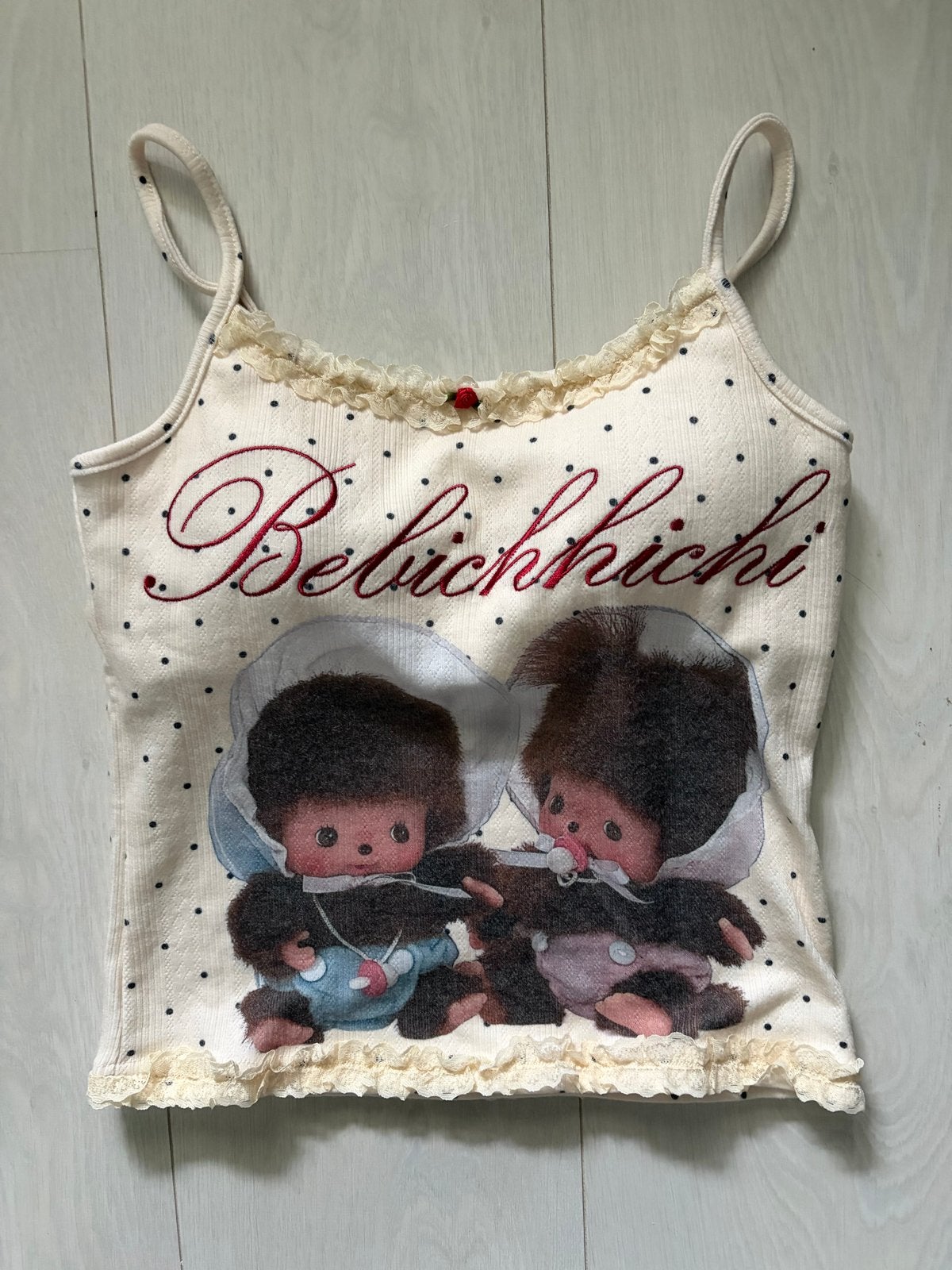 Bebichhichi x Jouetie Monchhichi Top japan harajuku kawaii, Beige, Nieuw, Ophalen of Verzenden, Maat 36 (S)
