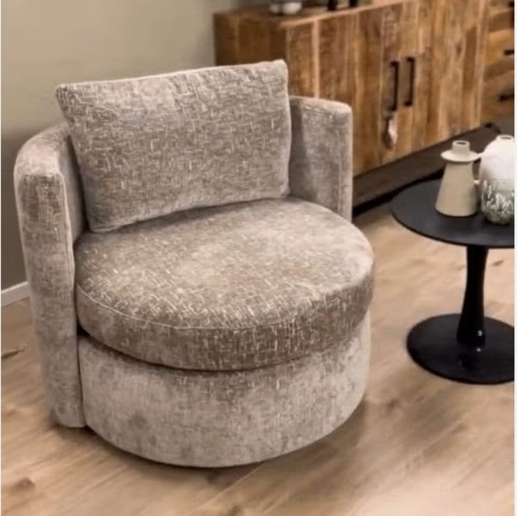 Beige draaifauteuil, Ophalen, 75 tot 100 cm, Zo goed als nieuw, 75 tot 100 cm