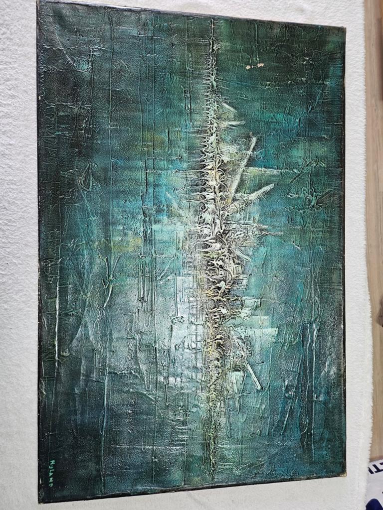 Groot abstract reliëf schilderij - Gerard Nijland - Mid-Cent, Ophalen
