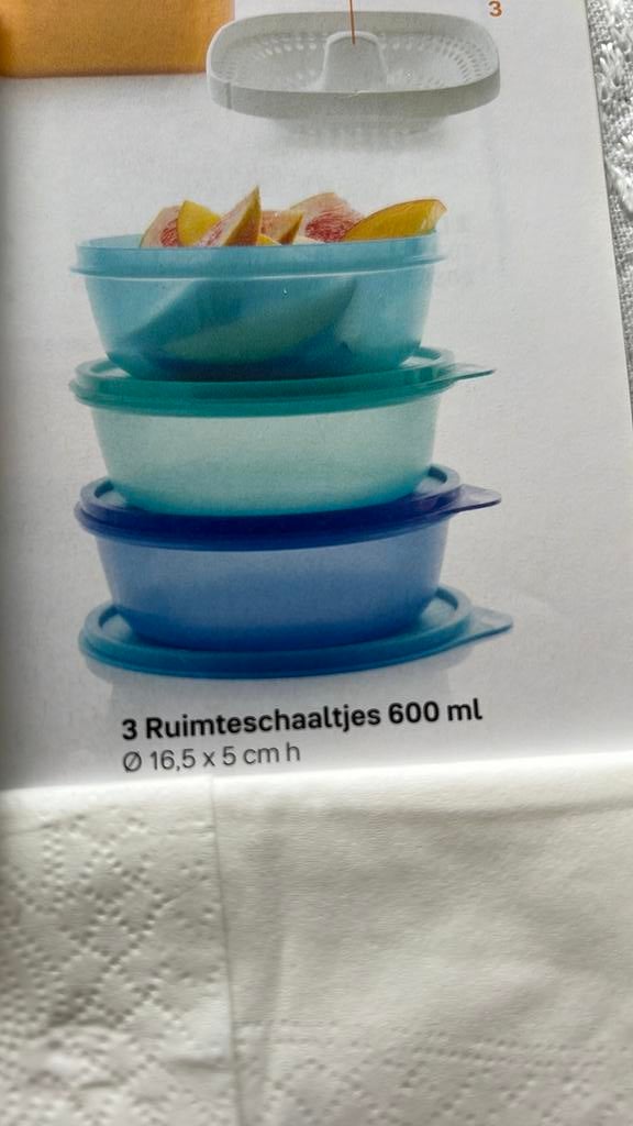 Tupperware ruimteschaaltjes 3x600 ml, Ophalen of Verzenden, Schaal