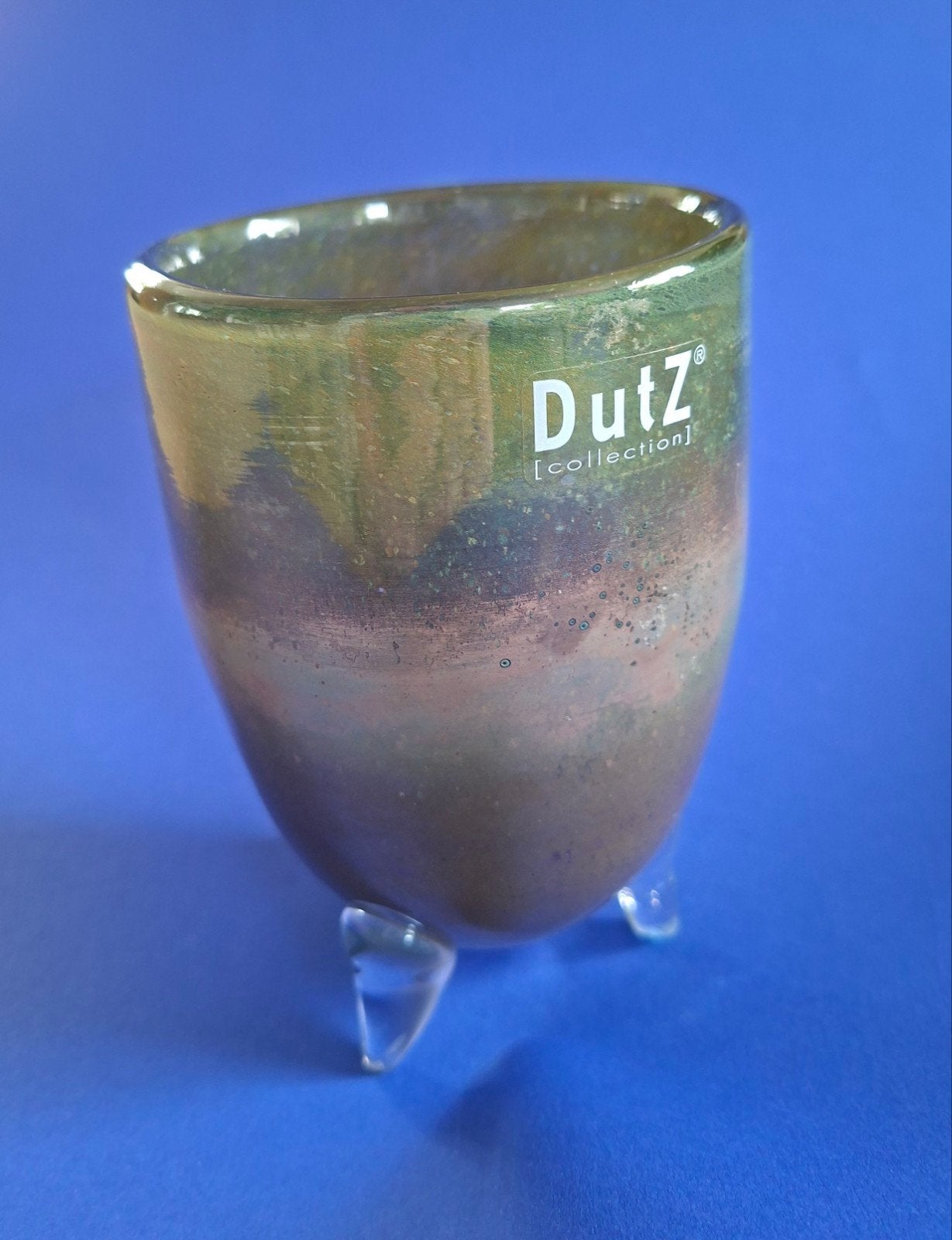 DutZ Collection mondgeblazen vaasje op pootjes, Handgemaakt, Meerkleurig, Ophalen of Verzenden, Glas