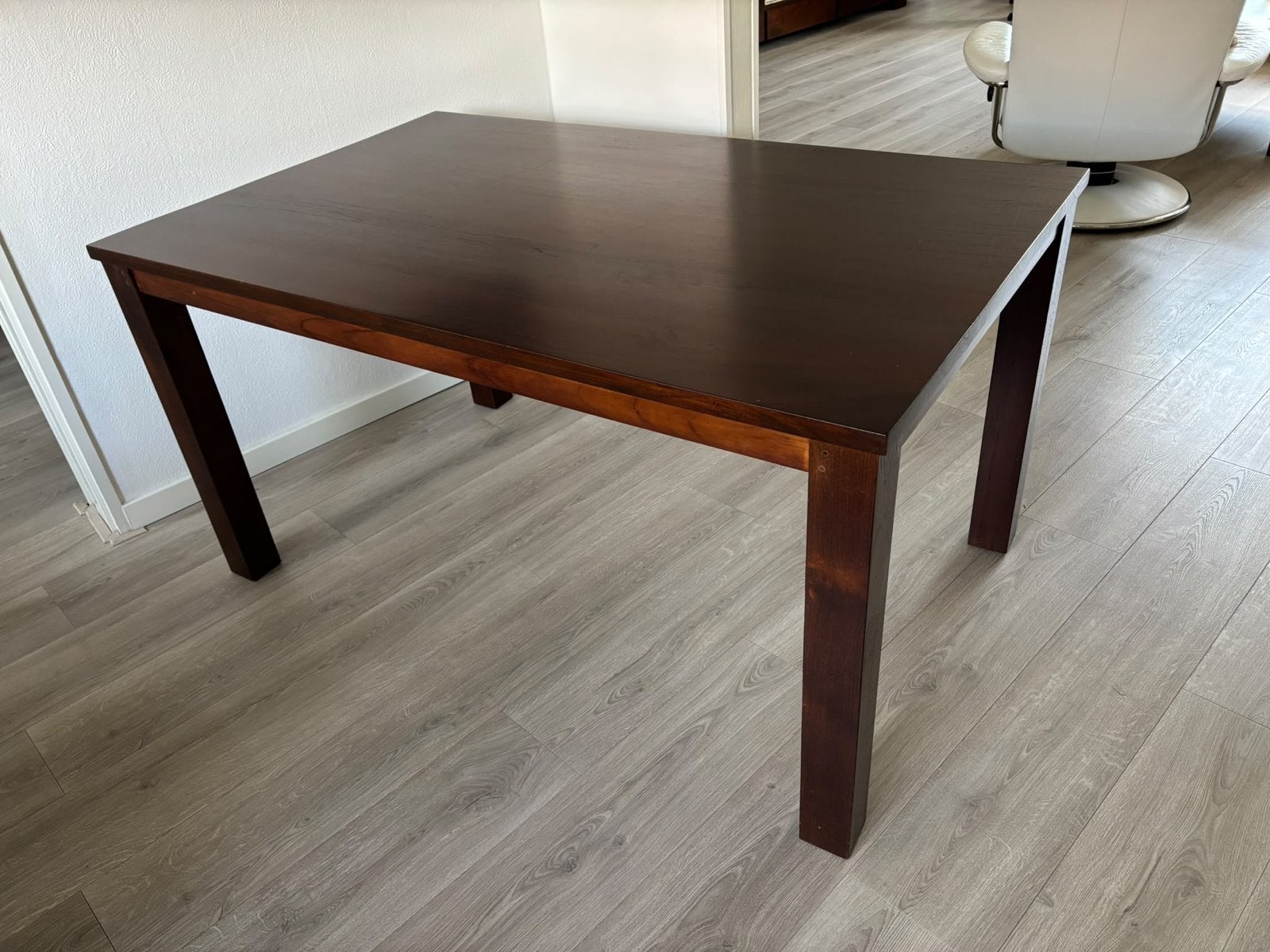 Teakhouten eettafel - 145x90x75 cm, 100 tot 150 cm, Teakhout, Zo goed als nieuw, Vier personen