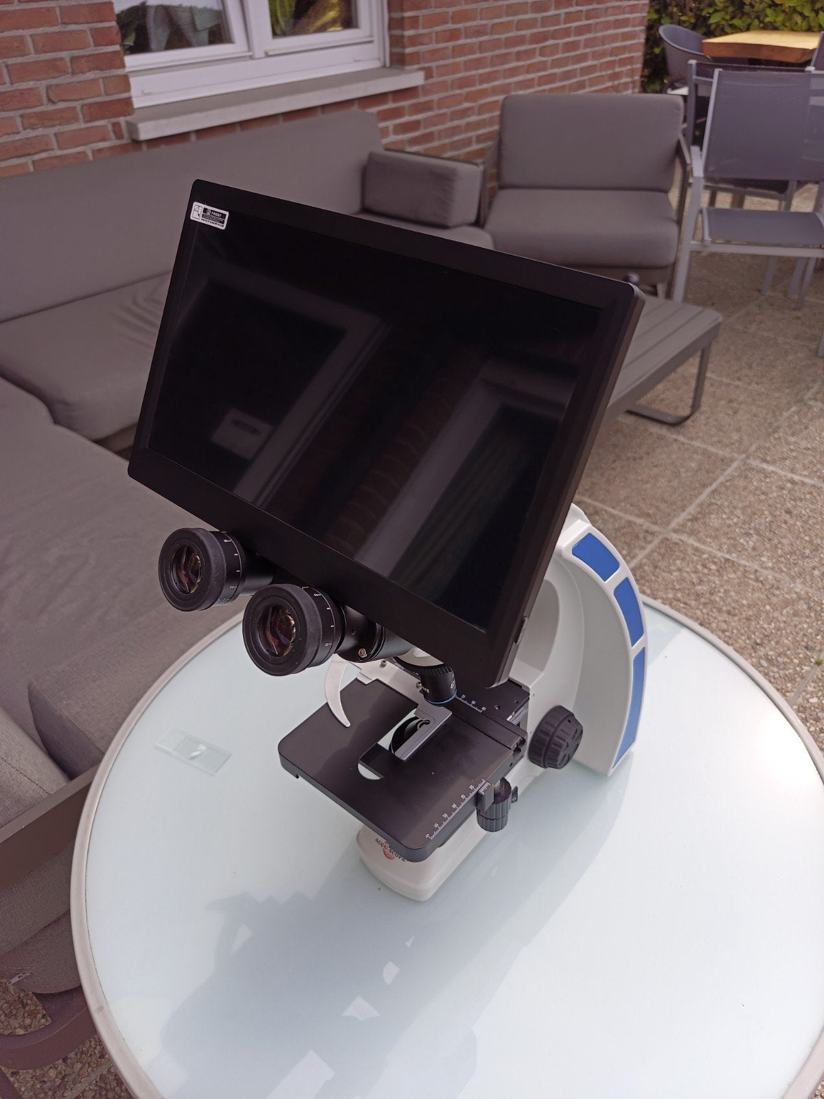 Accu-Scope 3000-LED Series Biologische Microscoop + Monitor, Ophalen, Zo goed als nieuw, 1000x of meer, Biologische microscoop