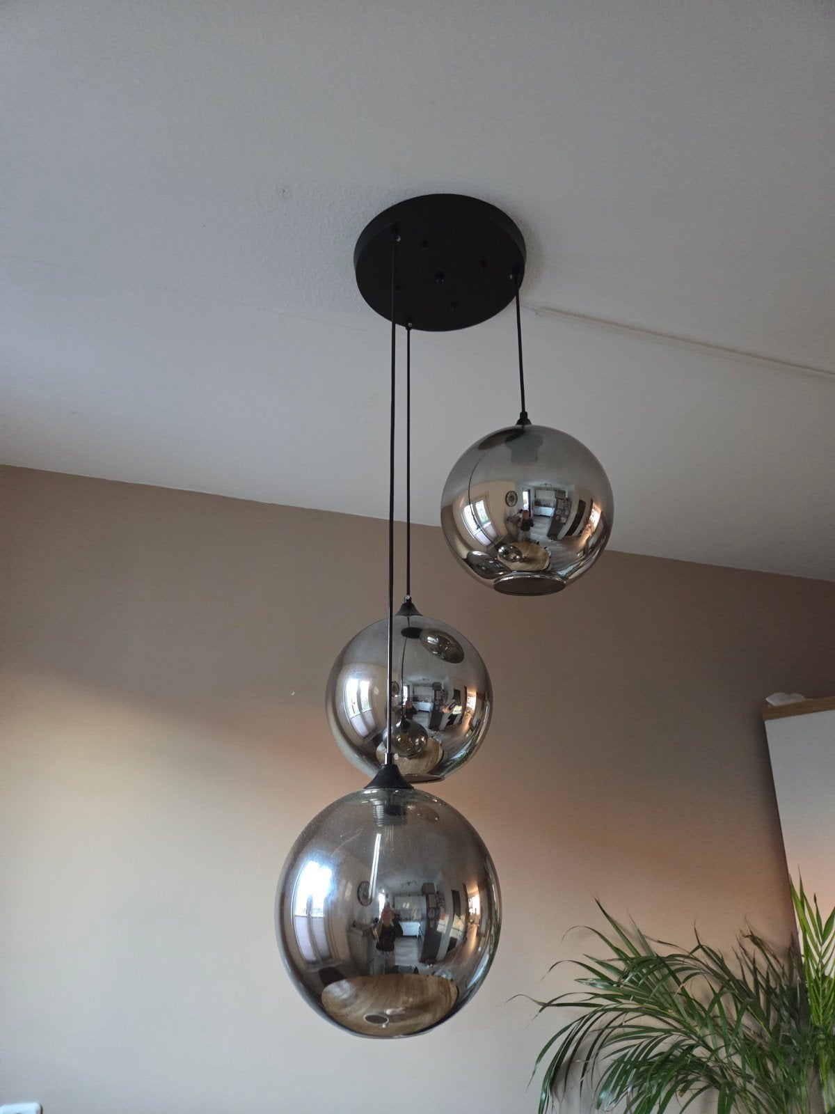 hanglamp smoke glas 3 bollen, Ophalen, Glas