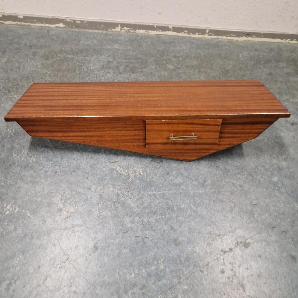 50's vintage wandplank halkast zwevend kastje teak kast, Ophalen of Verzenden, Huis en Inrichting