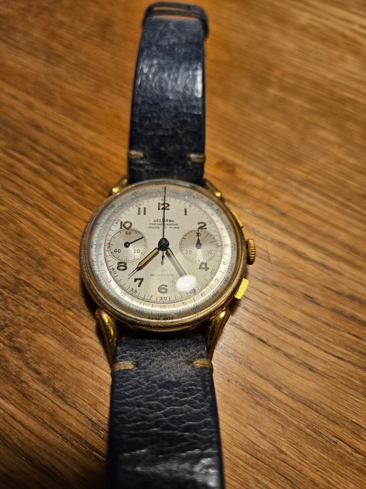 Delbana Chronograaf Horloge - Vintage Polshorloge Handopwind, Ophalen of Verzenden