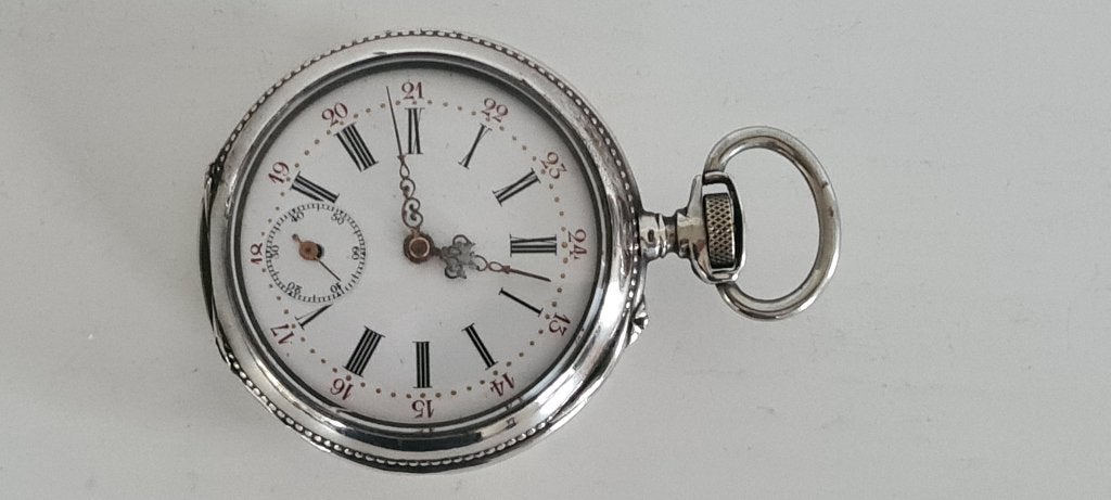 Zilveren Zakhorloge Medaille D'or Geneve & Paris ca. 1890, Ophalen of Verzenden