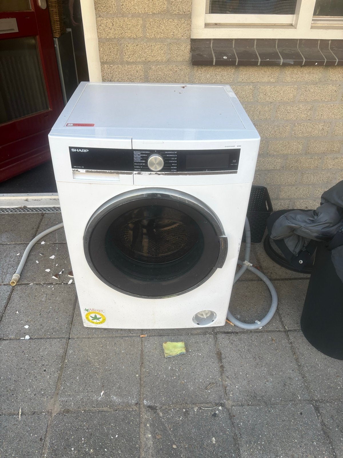 Sharp Wasmachine - Voorlader - Gebruikt, Ophalen, Gebruikt, Voorlader, 85 tot 90 cm