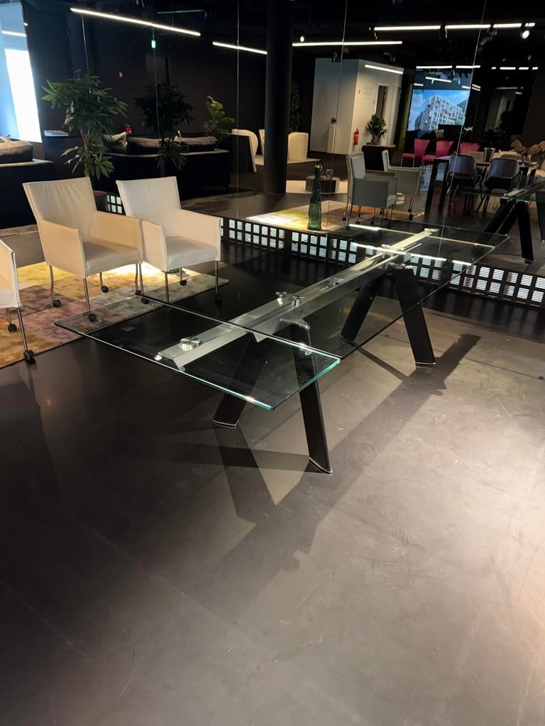 Roche Bovois glazen tafel, Huis en Inrichting, Tafels | Eettafels, Ophalen, Gebruikt, 100 tot 150 cm, Glas