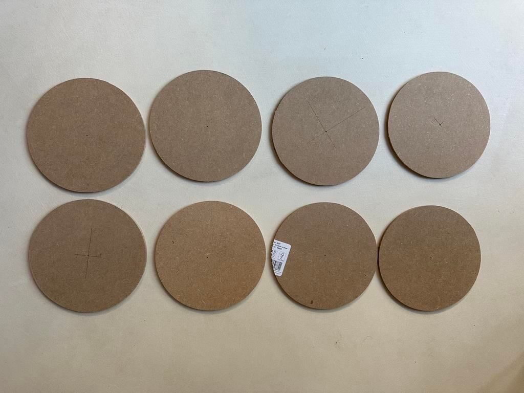 Nieuw 8 stuks ronde mdf blank platen 25 cm , 9 mm dikte, Doe-het-zelf en Verbouw, Platen en Panelen, Ophalen, Nieuw, Overige materialen