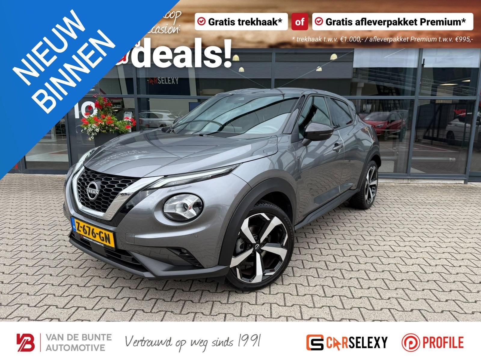 Nissan Juke 1.0 DIG-T Tekna *Bose & ACC*, Auto's, Nissan, 12 maanden, Euro 6, Leder en Stof, Bedrijf