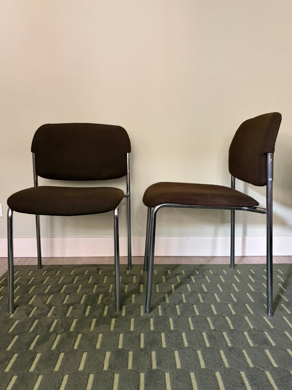 Vintage Drabert design stoel (2x) – chroom stof | buisstoel, Ophalen, Gebruikt, Stof, Twee