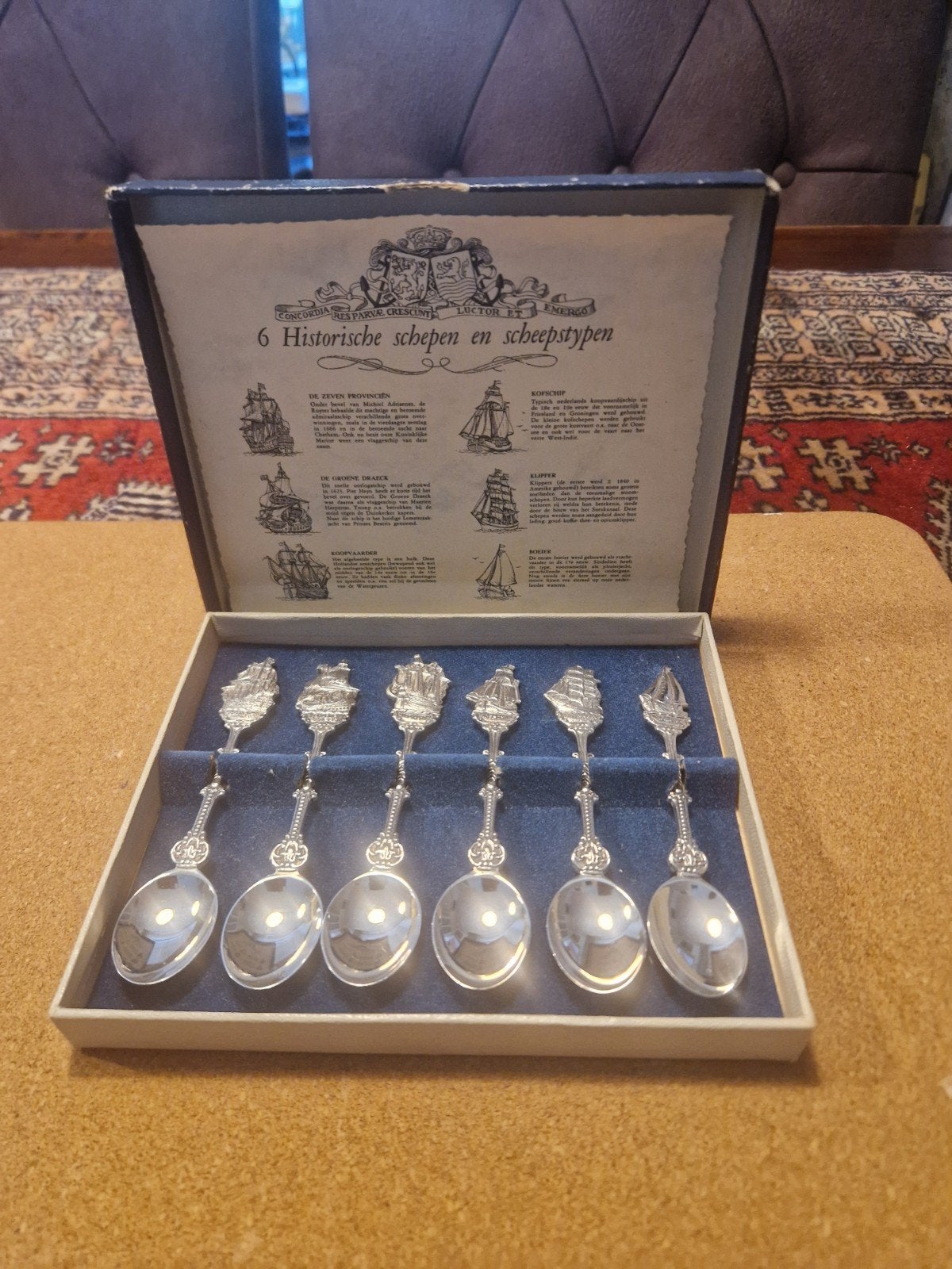 Set verzilverde Douwe Egberts schepenlepeltjes H. Hooijkaas, Ophalen of Verzenden