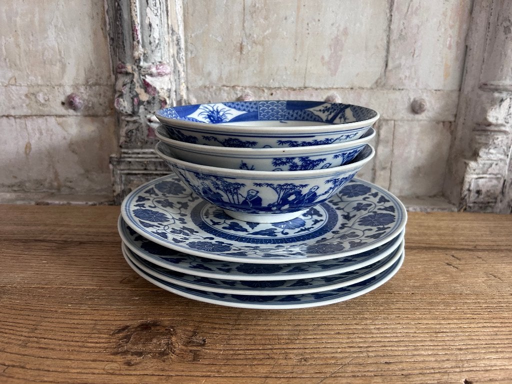 Chinees blauw wit porseleinen servies - bord- serveerschalen, Ophalen of Verzenden