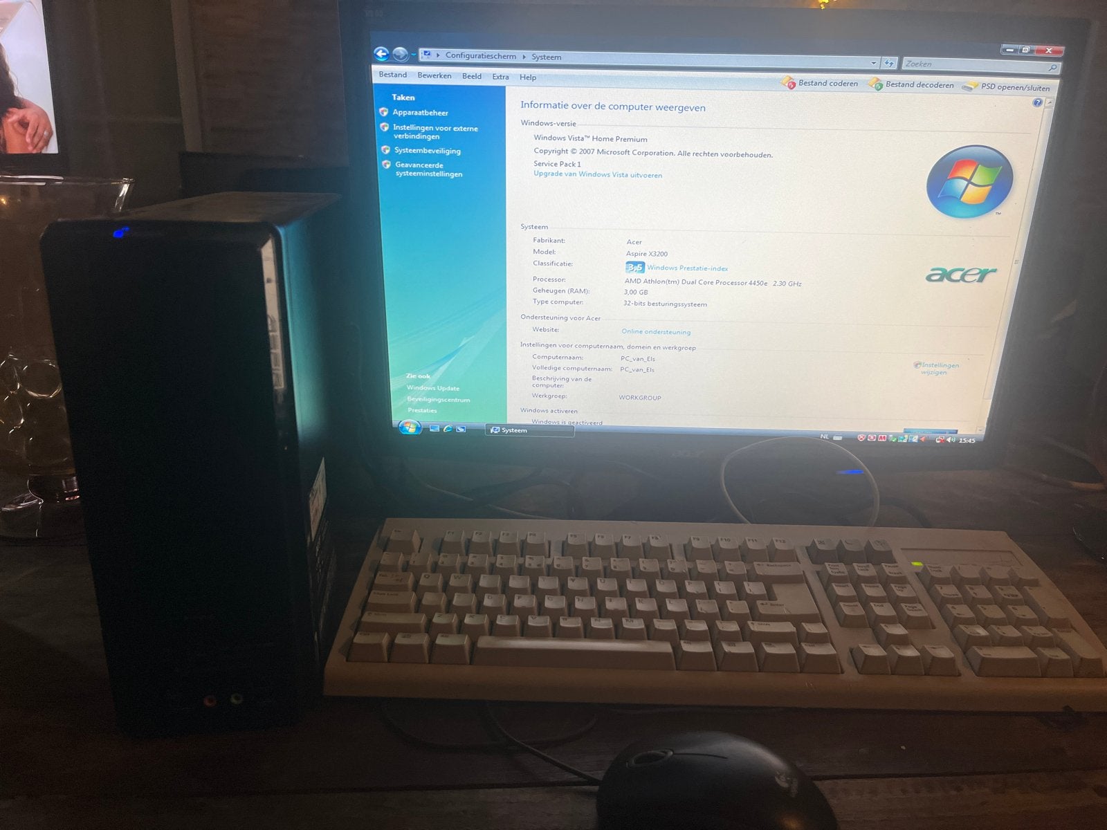 Acer Aspire X3200 Desktop PC met Monitor en Toetsenbord, Computers en Software, Gebruikt, HDD, Minder dan 4 GB, Met monitor
