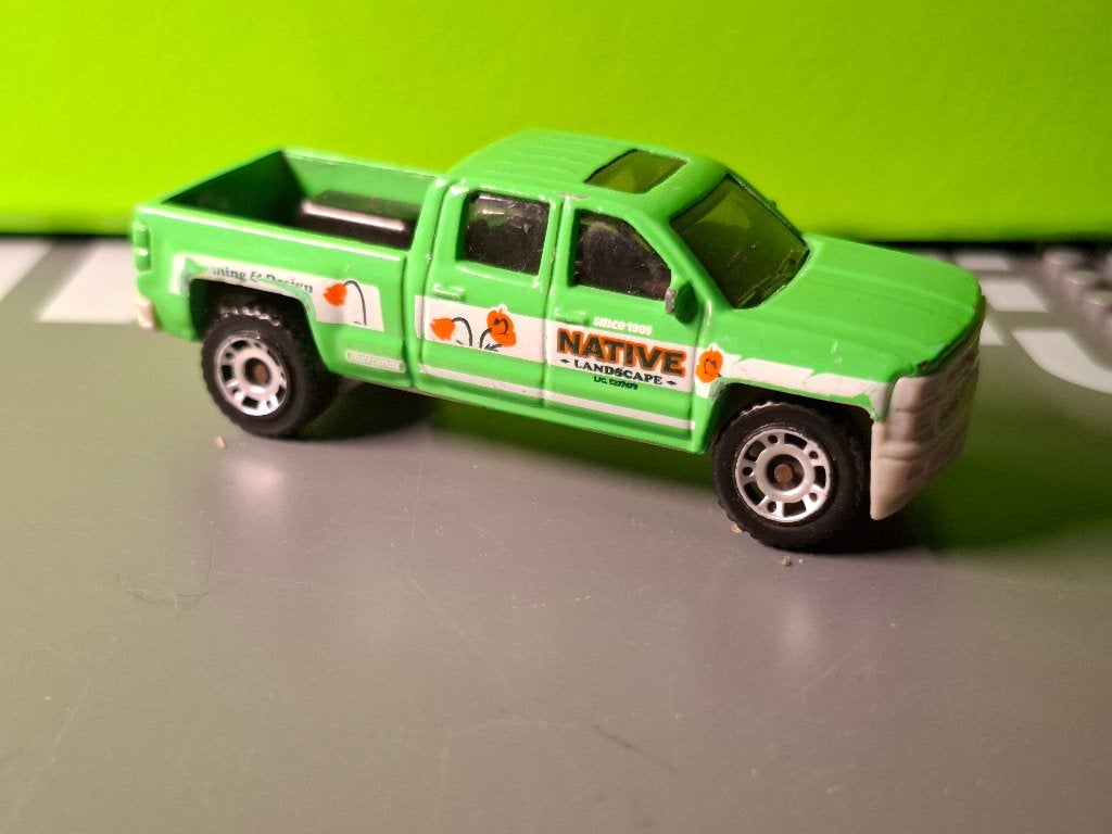 Matchbox - 2014 Chevy Silverado 1500 Pickup [groen] 1/64, Ophalen of Verzenden, Gebruikt, Auto