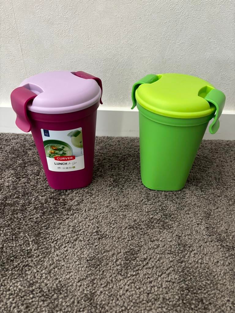 2 x Lunchbekers curver, Huis en Inrichting, Ophalen of Verzenden, Zo goed als nieuw, Beker of Kan