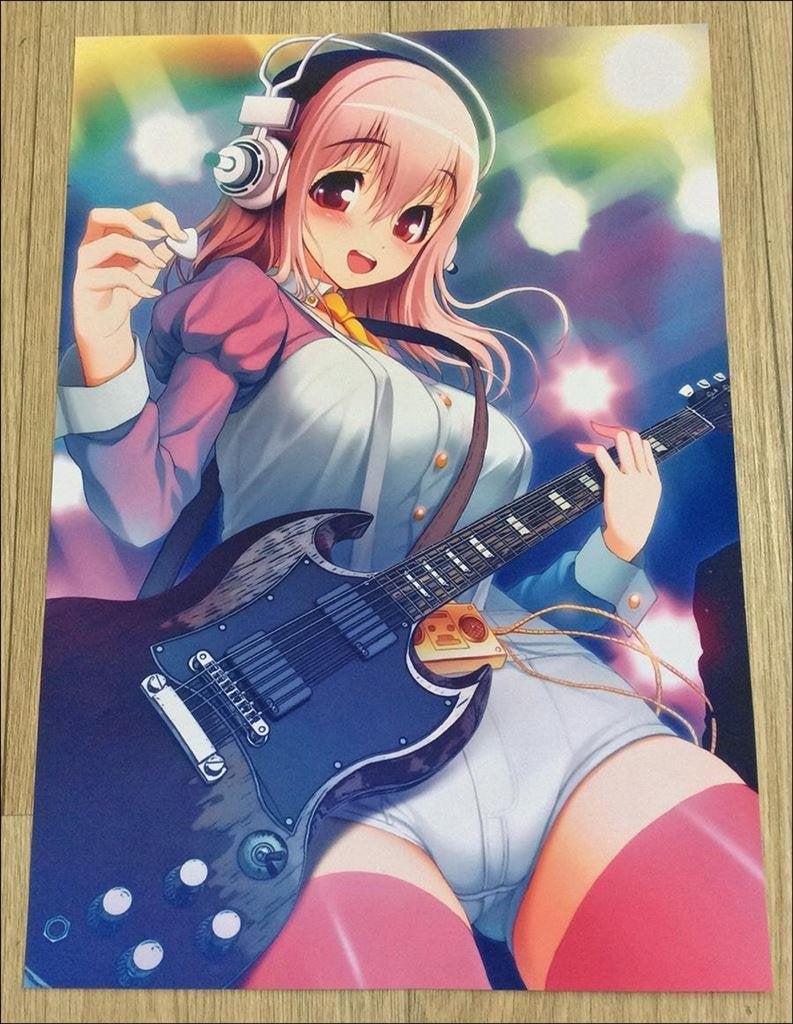 SUPER SONICO met gitaar Leuke Anime Poster, Verzamelen, Stripfiguren, Verzenden, Kuifje, Nieuw, Beeldje of Figuurtje