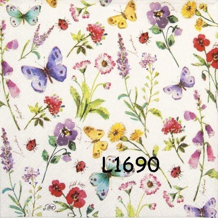Servetten decoupage/bullet journal * bloemen vlinders L1690, Verzenden, Nieuw