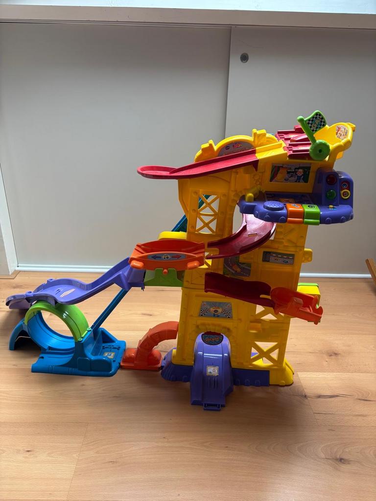 VTech Toet Toet Auto's Racebaan Toren, Overige merken, Racebaan, Ophalen of Verzenden, Zo goed als nieuw