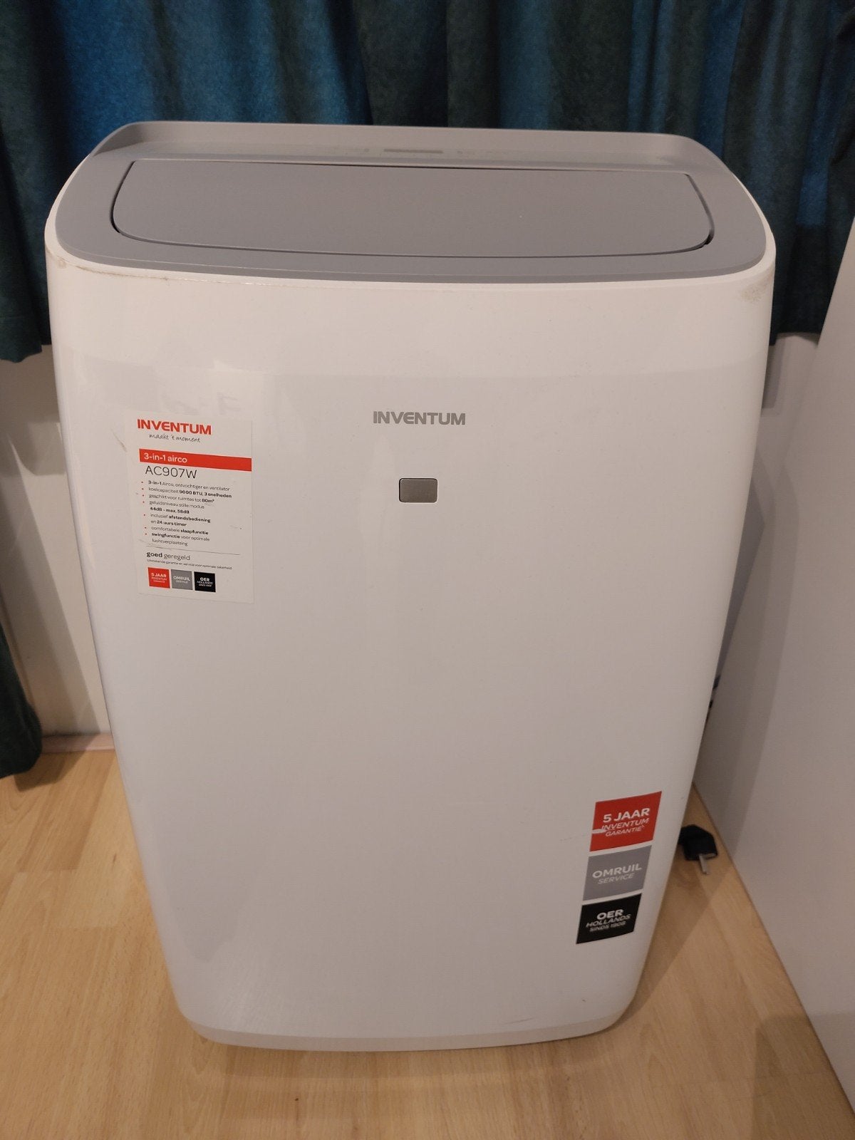 inventum ac907w mobiele airco 9000BTU - zo goed als nieuw, Ophalen, Zo goed als nieuw, Mobiele airco, 3 snelheden of meer