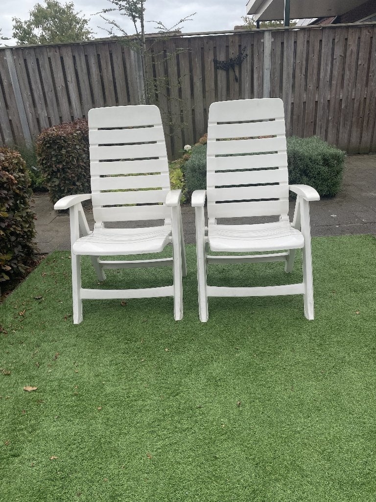 Tuinstoelen Hartman wit, Ophalen, Gebruikt, Kunststof, Inklapbaar