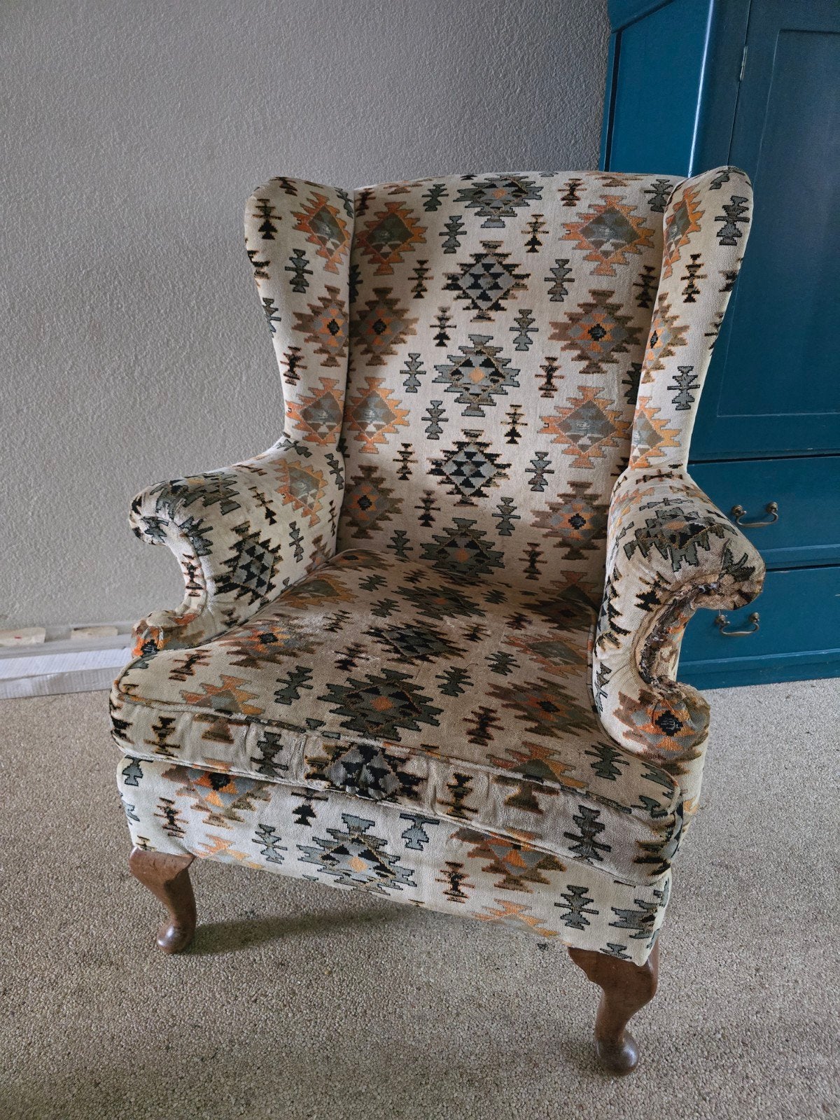 Fauteuil vintage kelim, Huis en Inrichting, Ophalen, Gebruikt, Stof