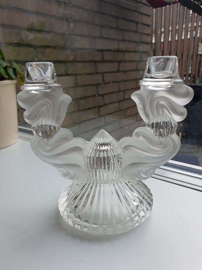 Libochovice Art Deco Persglas Kandelaar Sklo Union 2-Arm, Ophalen of Verzenden, Glas