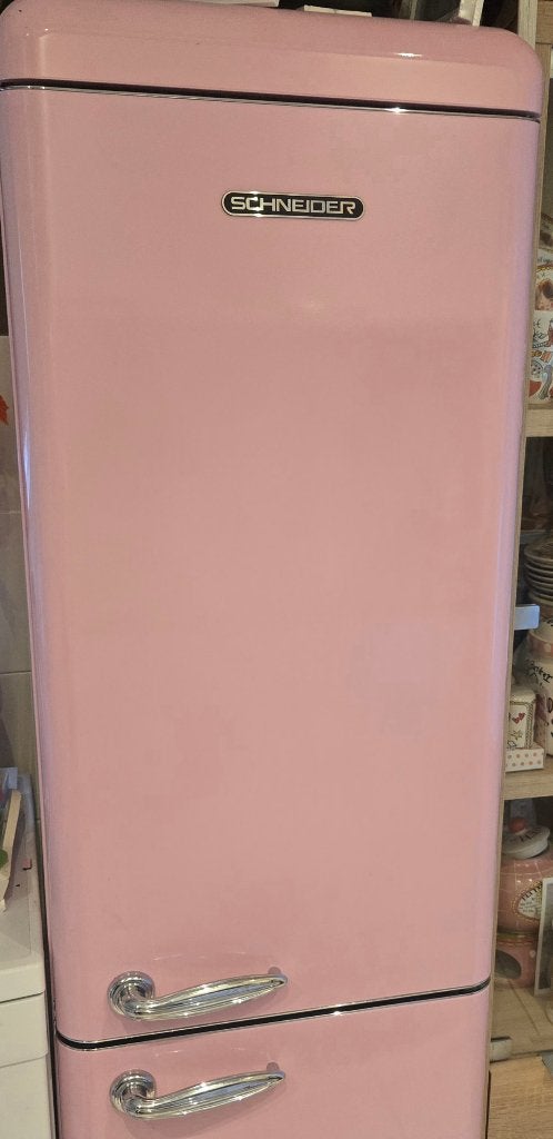 Retro roze koelkast, Ophalen, 160 cm of meer, 45 tot 60 cm, Met vriesvak