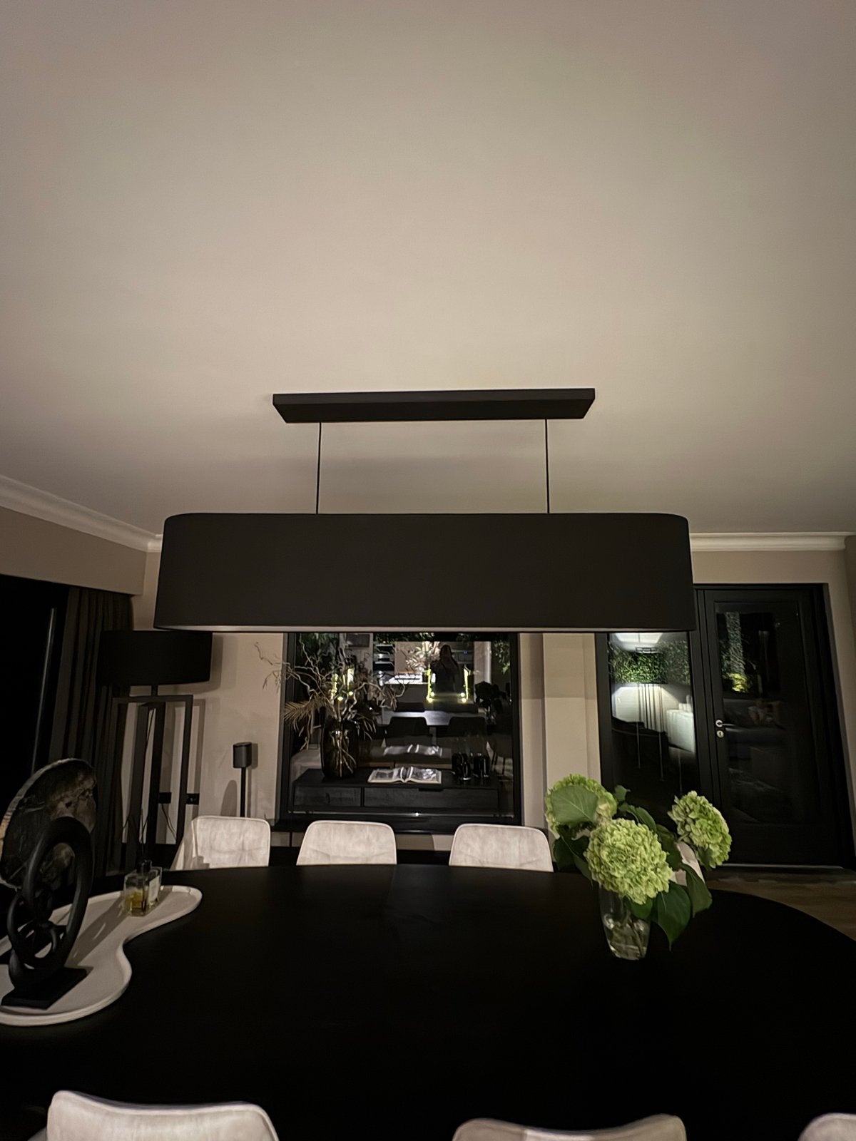 Moderne zwarte hanglamp B172x35x35 - Layers by Adje, Huis en Inrichting, Ophalen, Zo goed als nieuw, Textiel, E27 (groot)