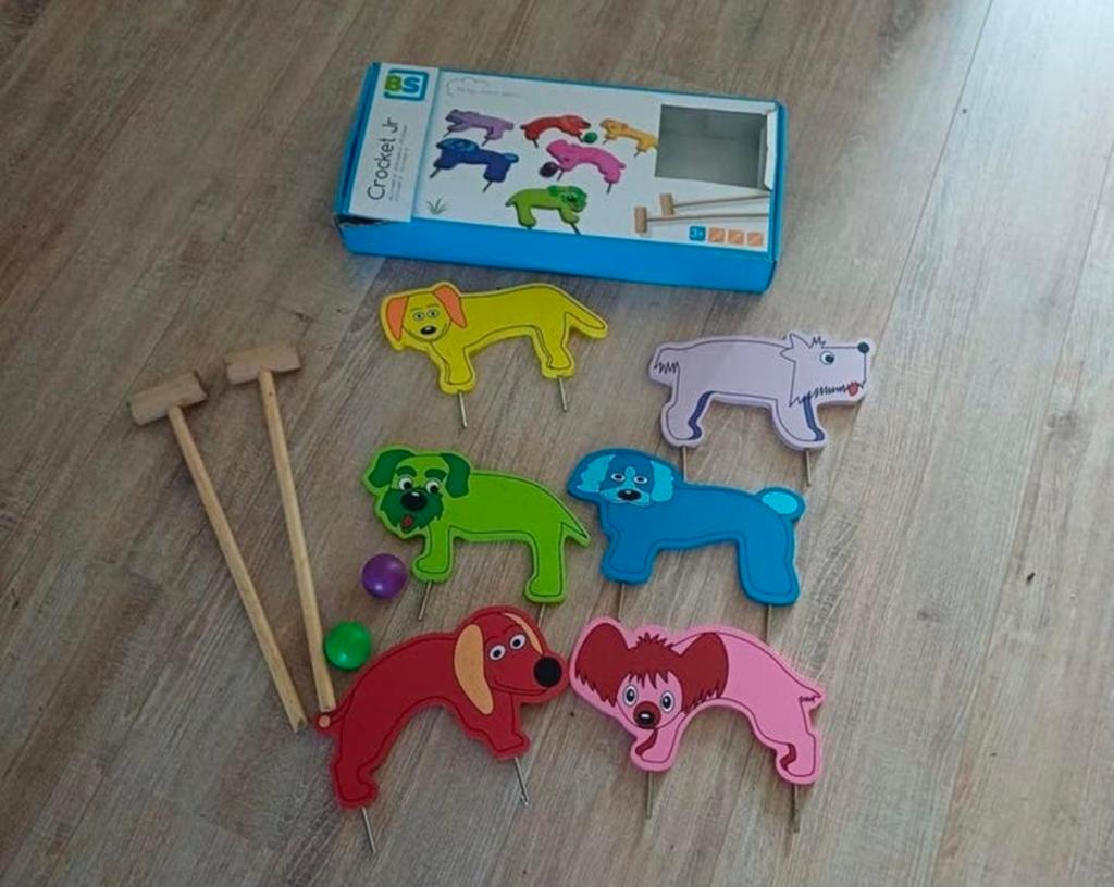 Croquet Junior set met 6 houten dierenholes, Ophalen of Verzenden, Gebruikt, Jongen of Meisje