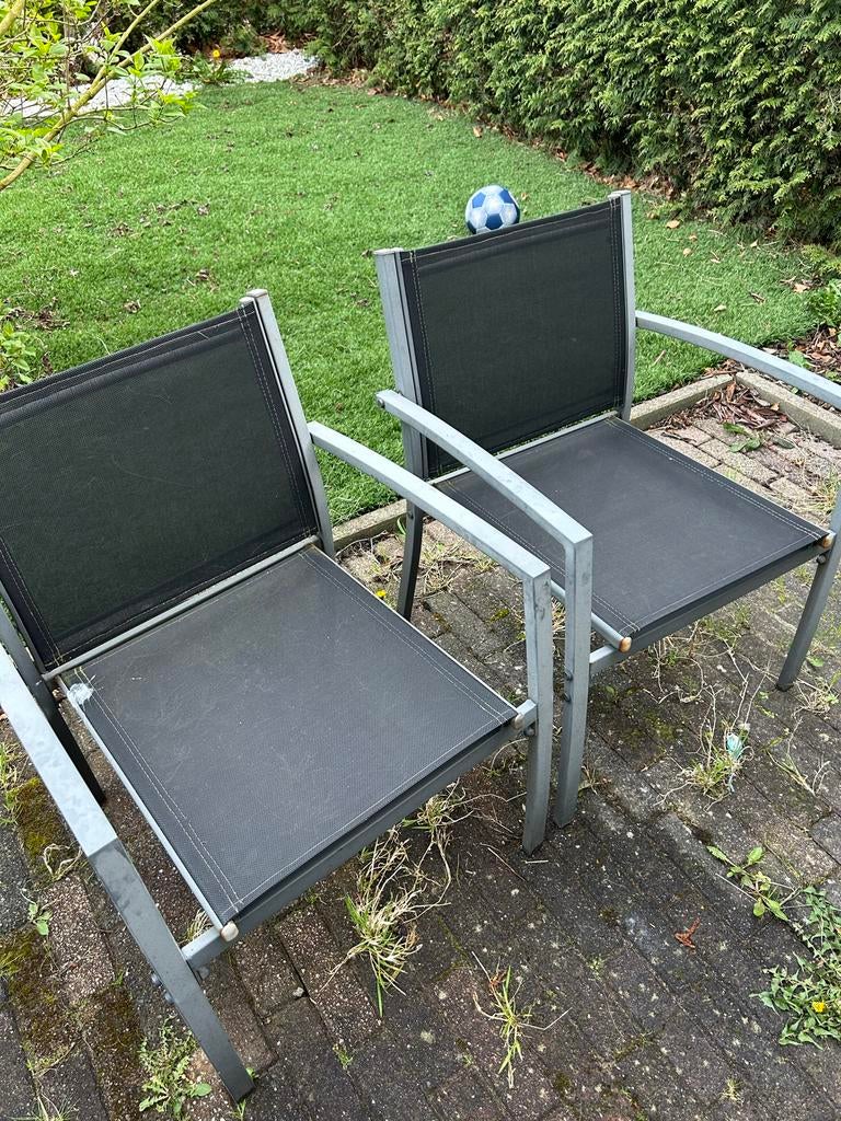 Tuinstoelen en tuinbankje - Aluminium en Textileen, Ophalen, Gebruikt, Aluminium