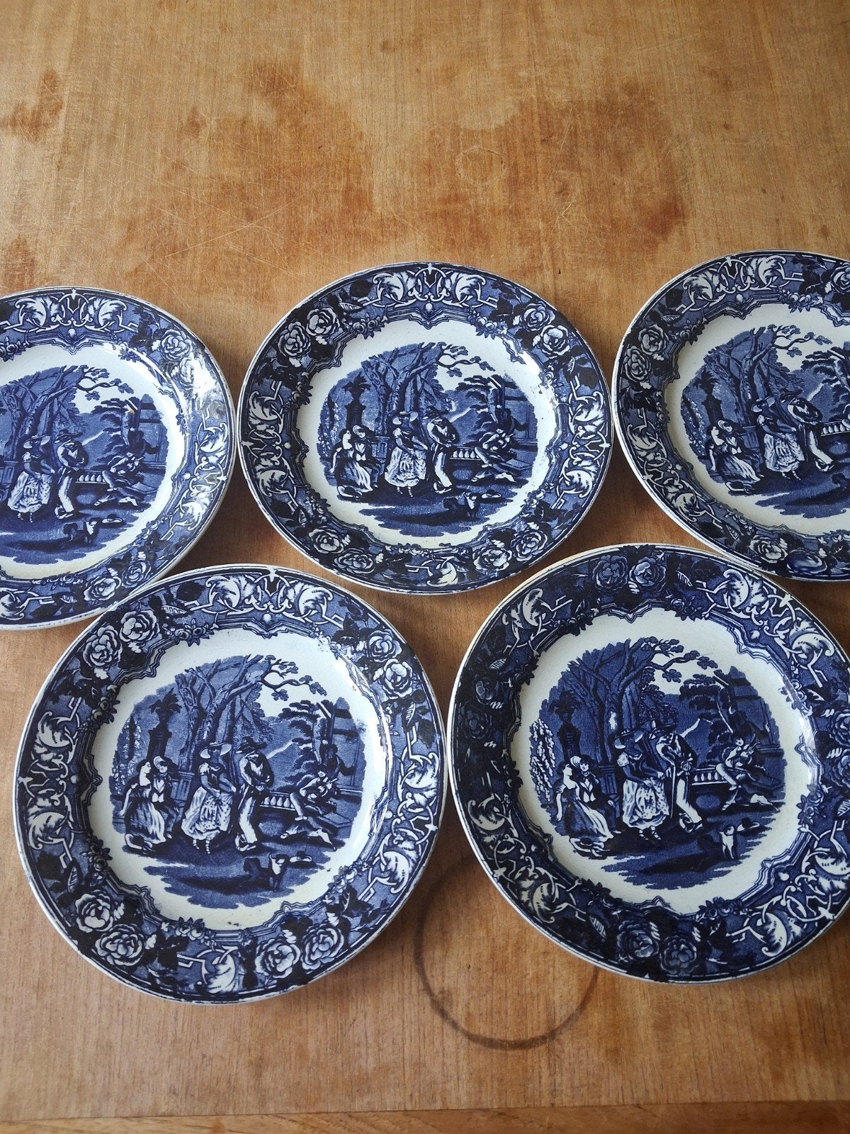 Set van 5 Petrus Regout Maastricht 'Dancing' borden, Ophalen of Verzenden