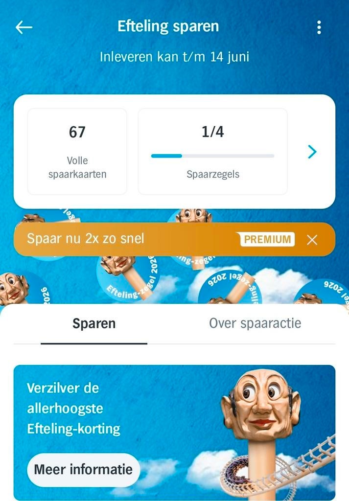 67 volle spaarkaarten voor Efteling korting, Ophalen of Verzenden, Nieuw, Overige typen