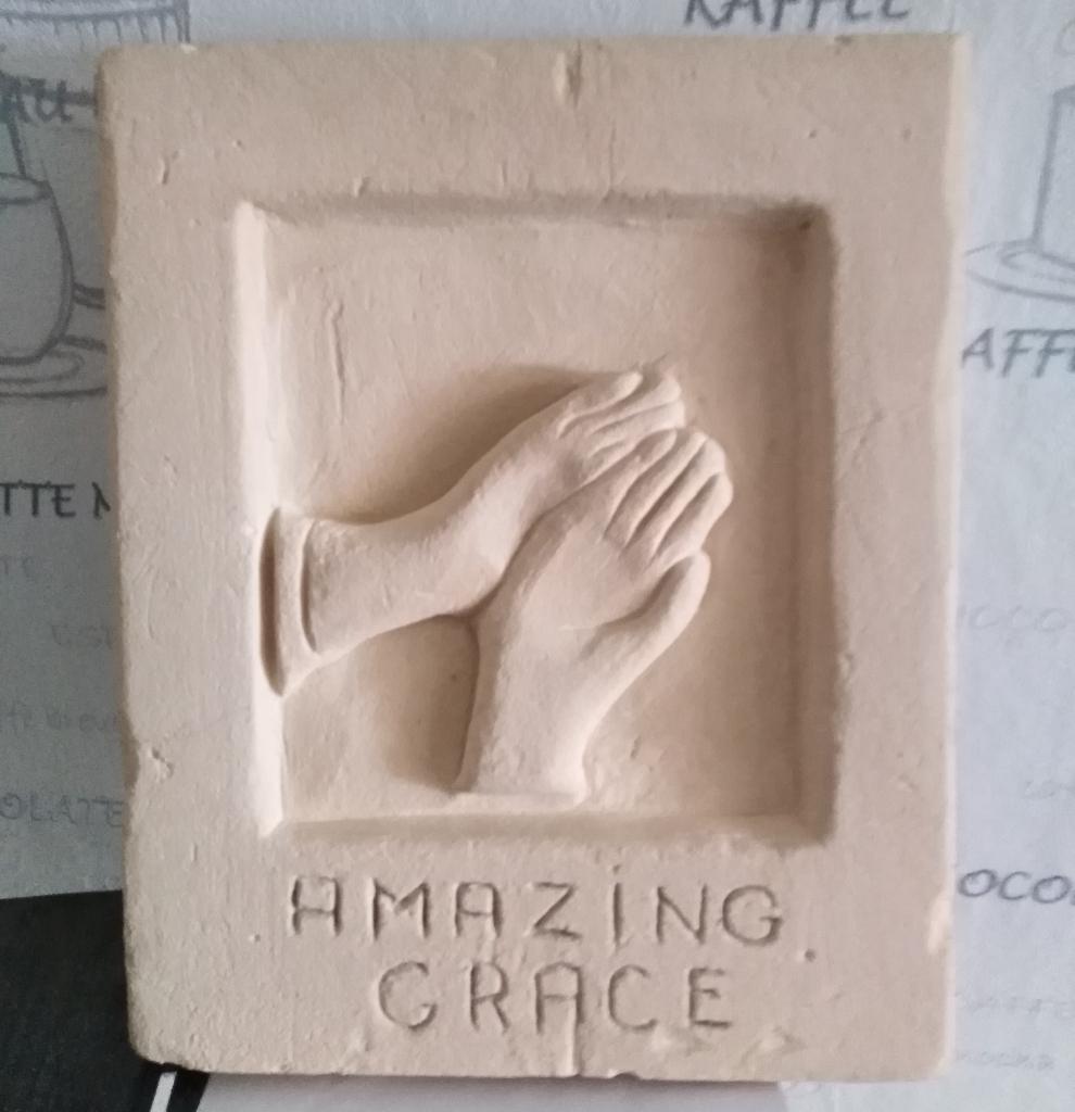 Wanddecoratie/Plaquette met biddende handen Amazing Grace, 36 cm, Gebruikt, 30 cm, Decoratieobject