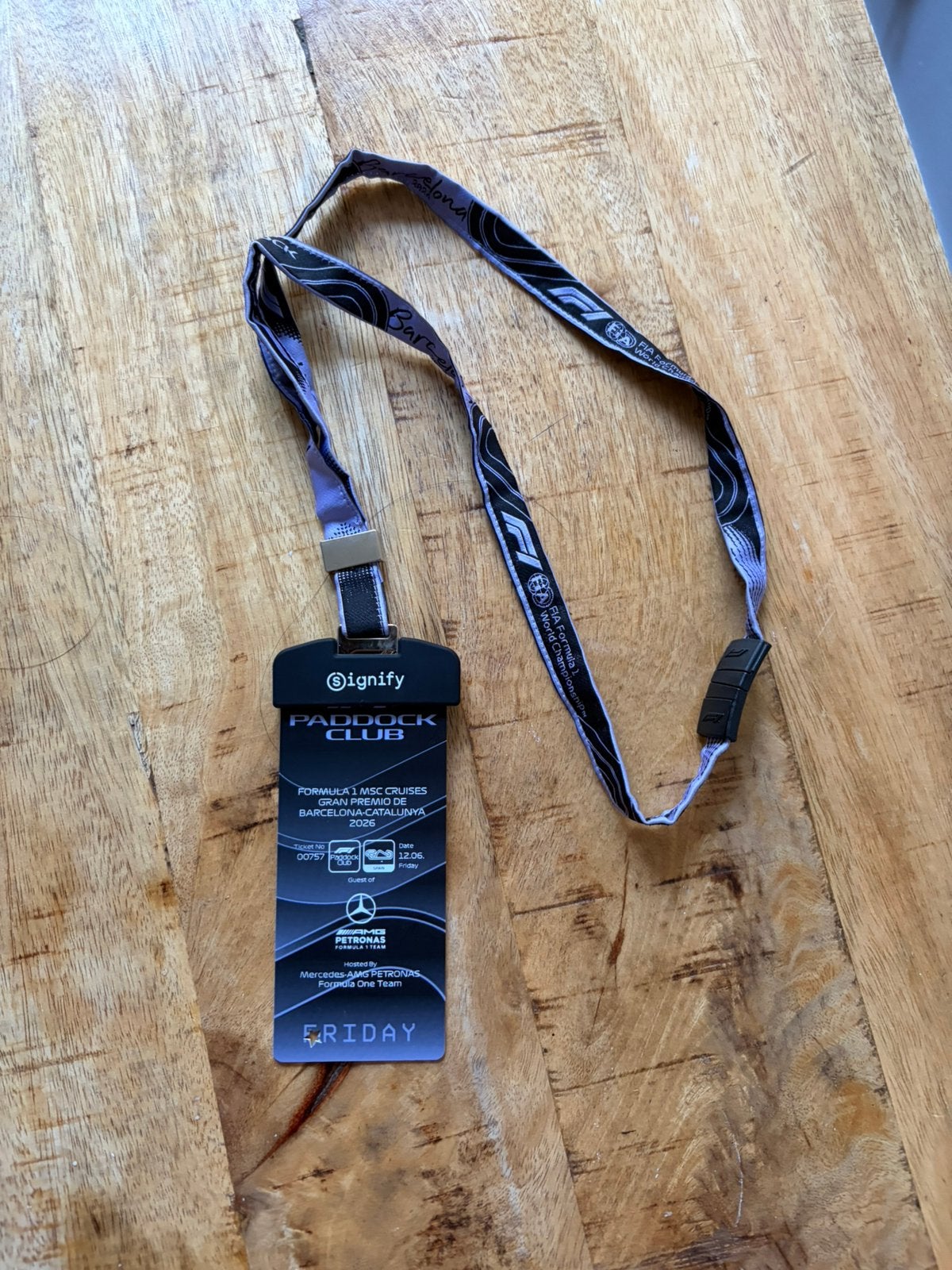 F1 Paddock club lanyard Barcelona Catalunya Mercedes, Ophalen of Verzenden, Zo goed als nieuw, Formule 1