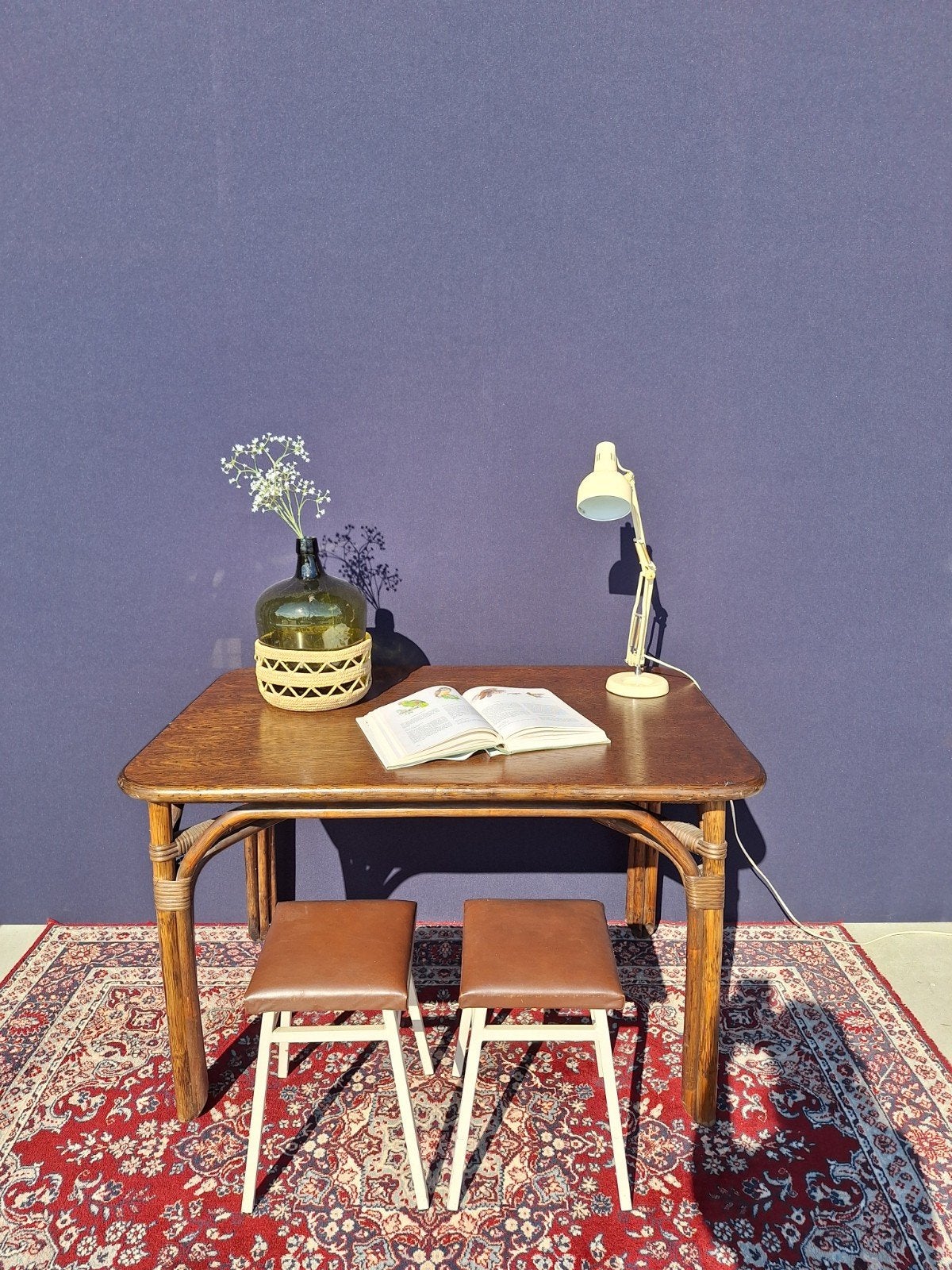 Vintage manou bureau tafel, dinnertable, eettafel, tafeltje, Ophalen, Gebruikt, Vintage, Overige materialen