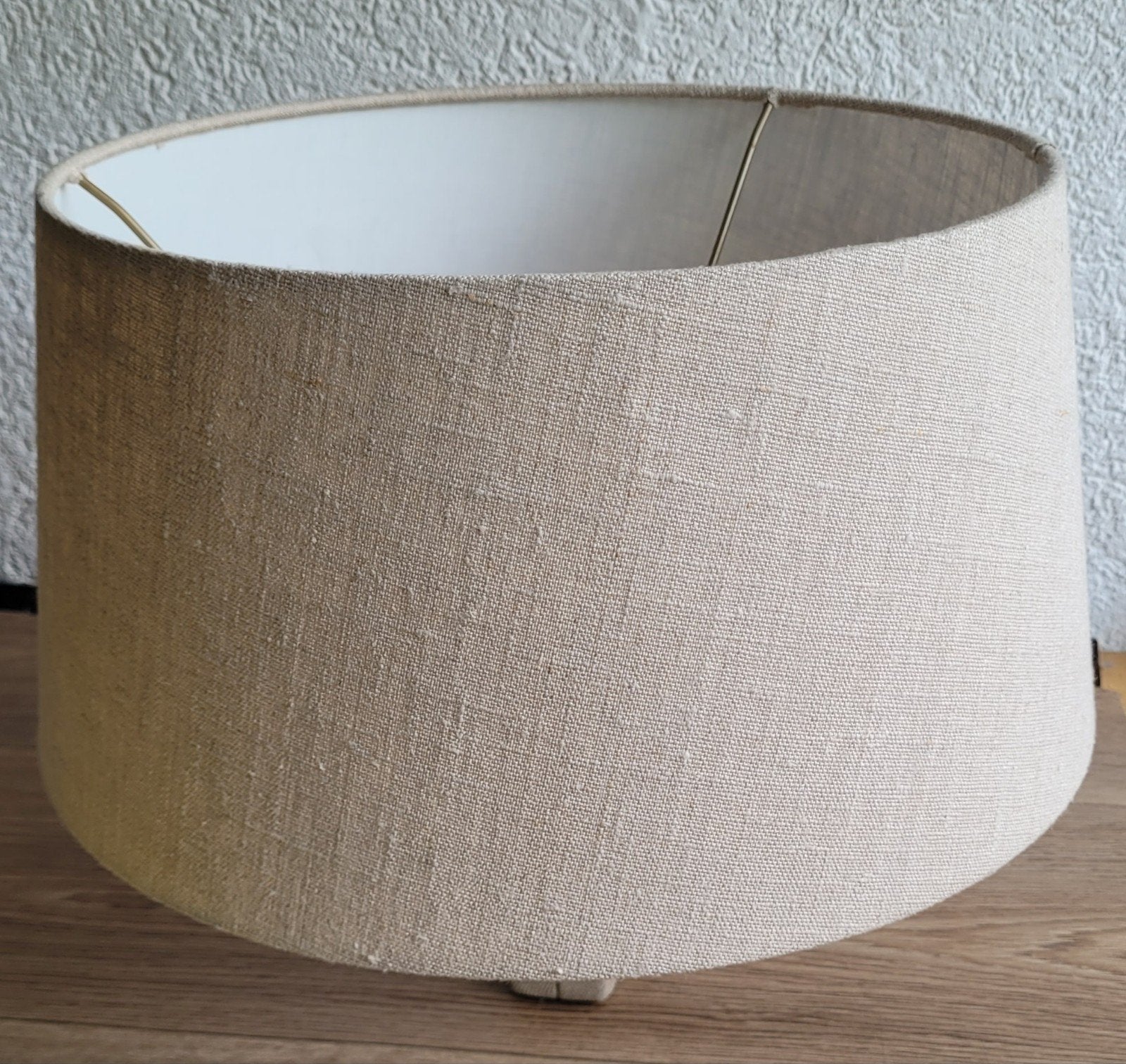 Linnen lampenkap beige/zandkleurig, doorsnede 30/35cm, Gebruikt, Overige typen, Beige, Rond