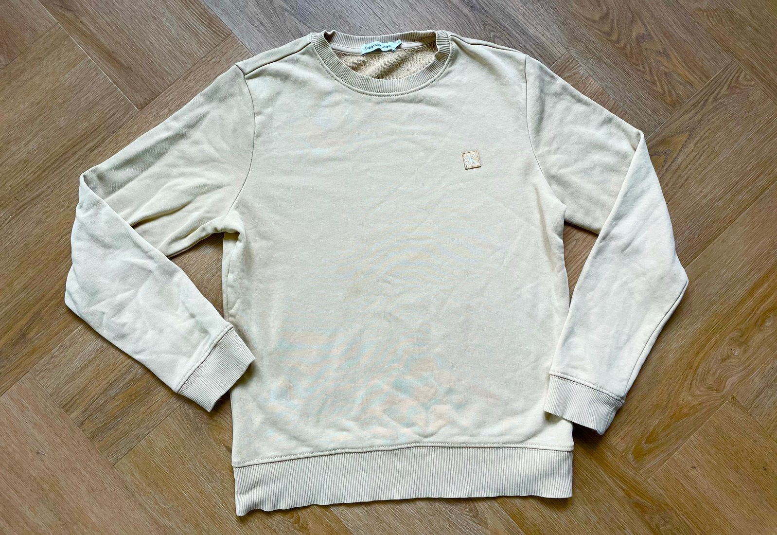 Calvin Klein beige sweater maat 152, Verzenden, Zo goed als nieuw, Jongen of Meisje, Trui of Vest