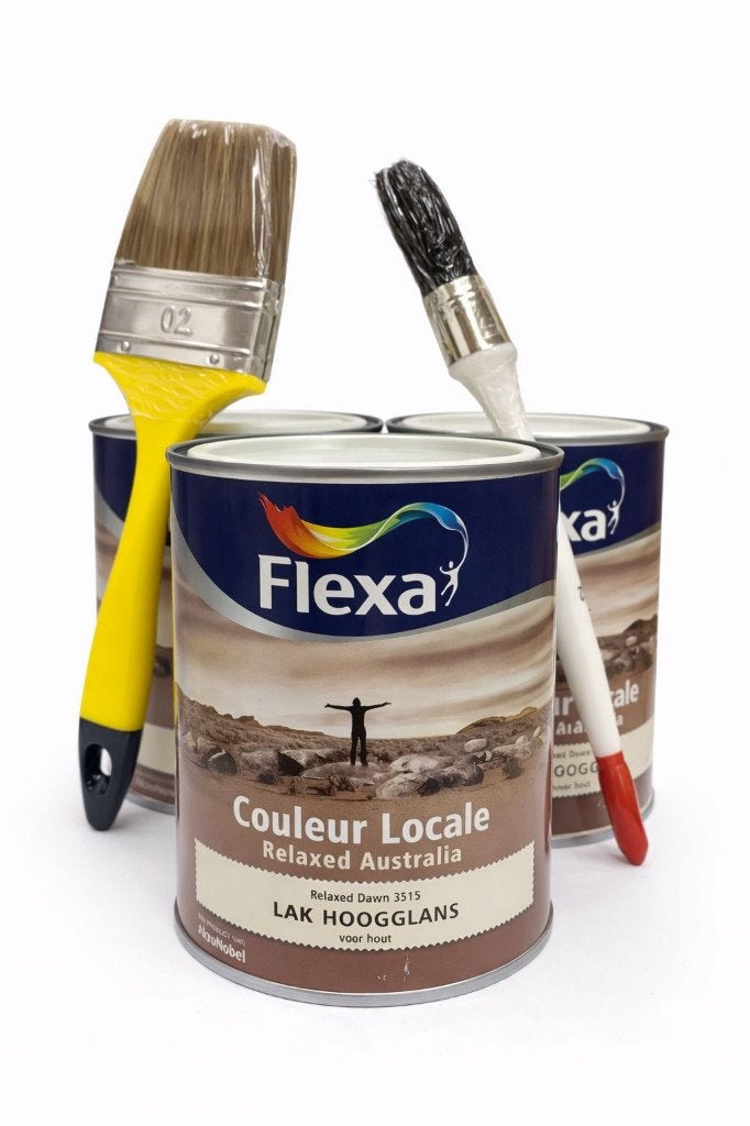 Flexa Hoogglans Relaxed Australia SET 3 x 0,75 l  – nieuw, Verzenden, Beige, Nieuw, Lak
