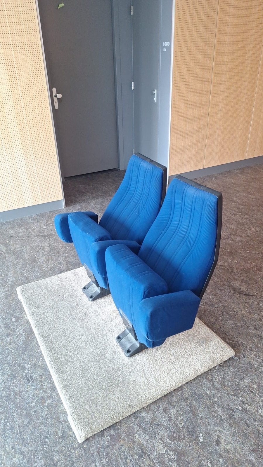 Set van 2 bioscoopstoelen, Ophalen, Gebruikt, Twee, Blauw