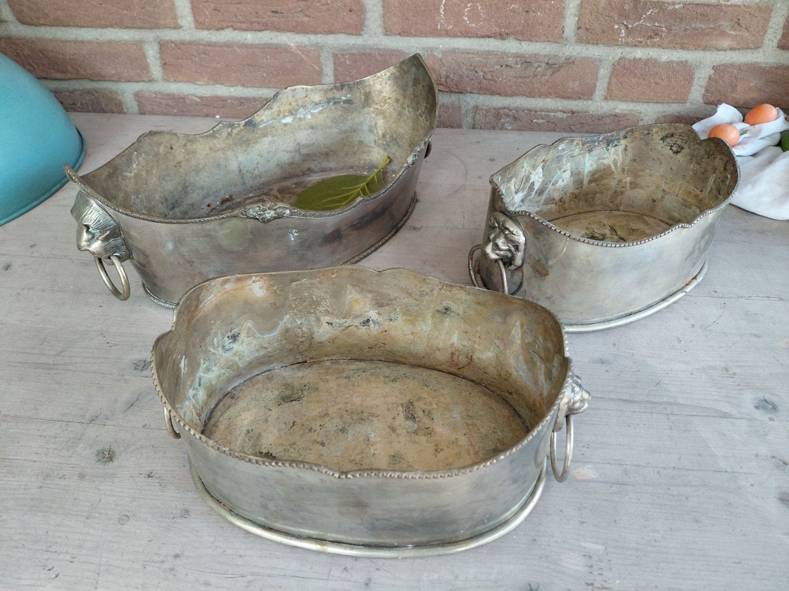 Set van 3 Antieke Wijnkoelers met Leeuwenkoppen, Antiek en Kunst, Ophalen