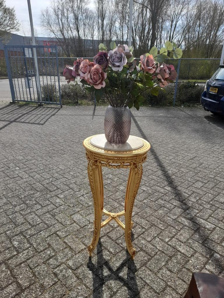Mooie goud kleurige barok bijzet tafel marmeren blad, Huis en Inrichting, Woonaccessoires | Zuilen en Pilaren, Ophalen of Verzenden
